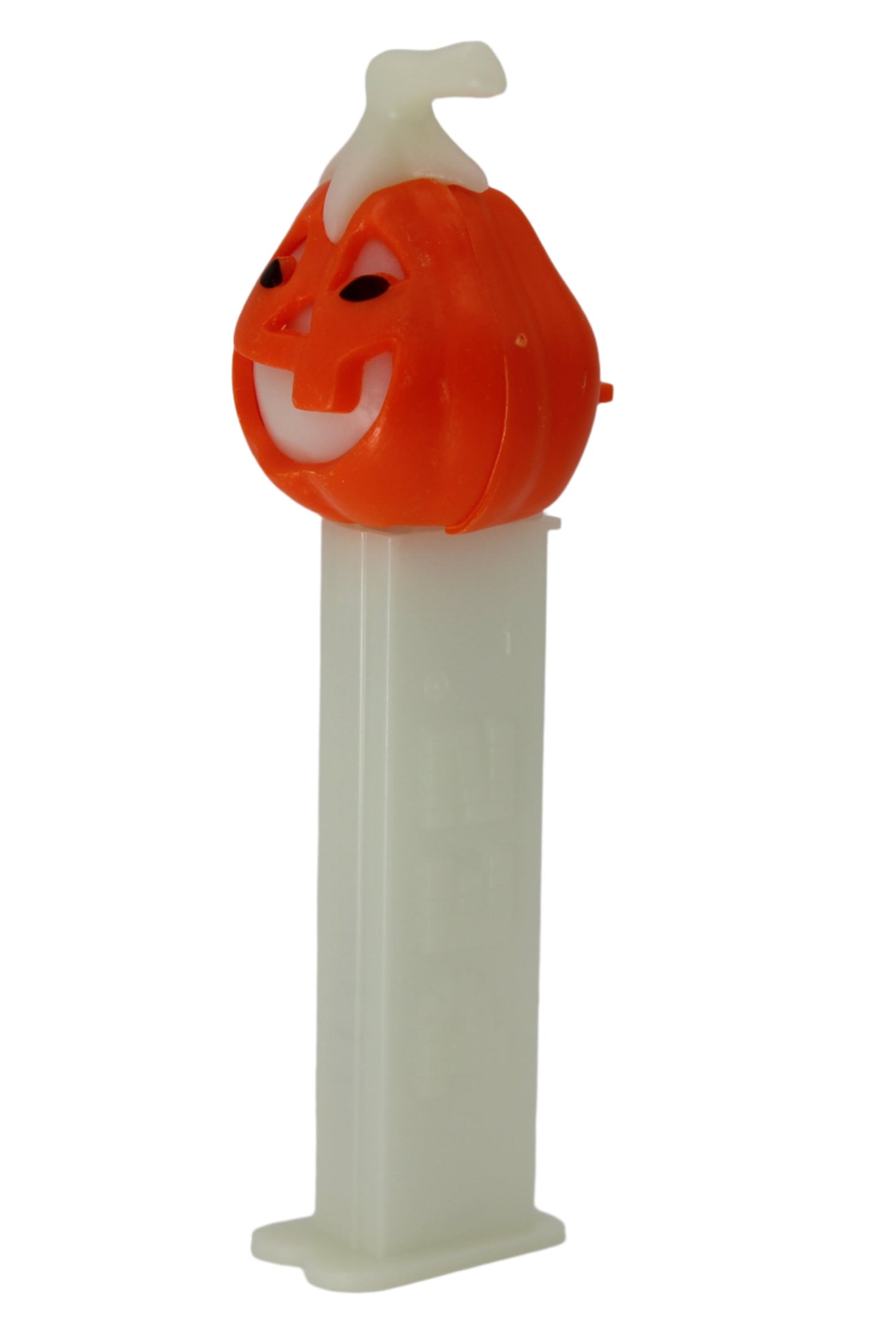 Glow in the Dark Pumpkin on Glow in the Dark Stem Pez, Hungary, LOOSE OR MINT IN BAG!