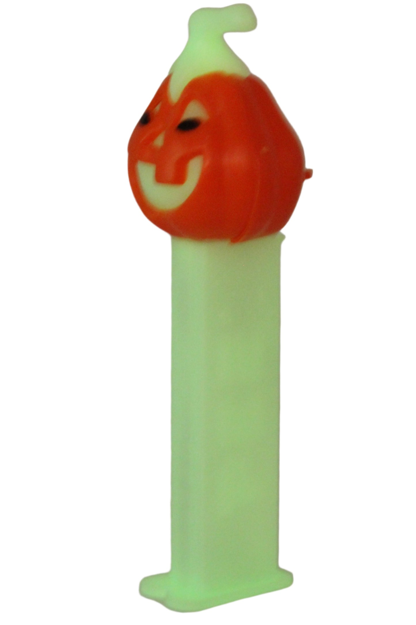 Glow in the Dark Pumpkin on Glow in the Dark Stem Pez, Hungary, LOOSE OR MINT IN BAG!