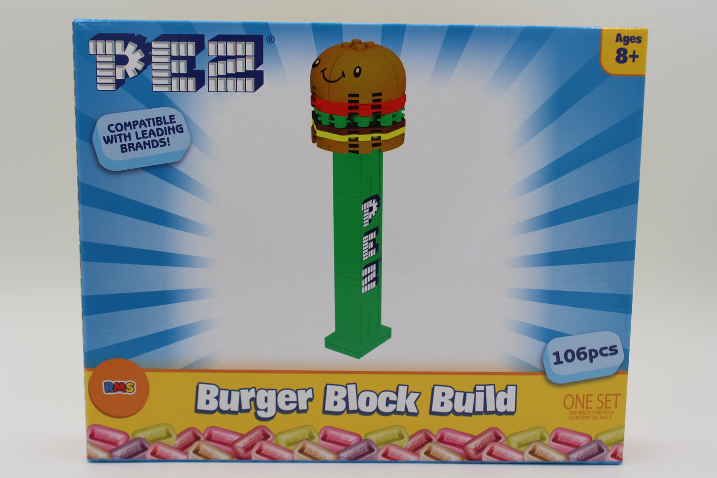 Pez Treats Burger Block Build Set, Fully Assembled Or Mint in Box! BACK IN STOCK!
