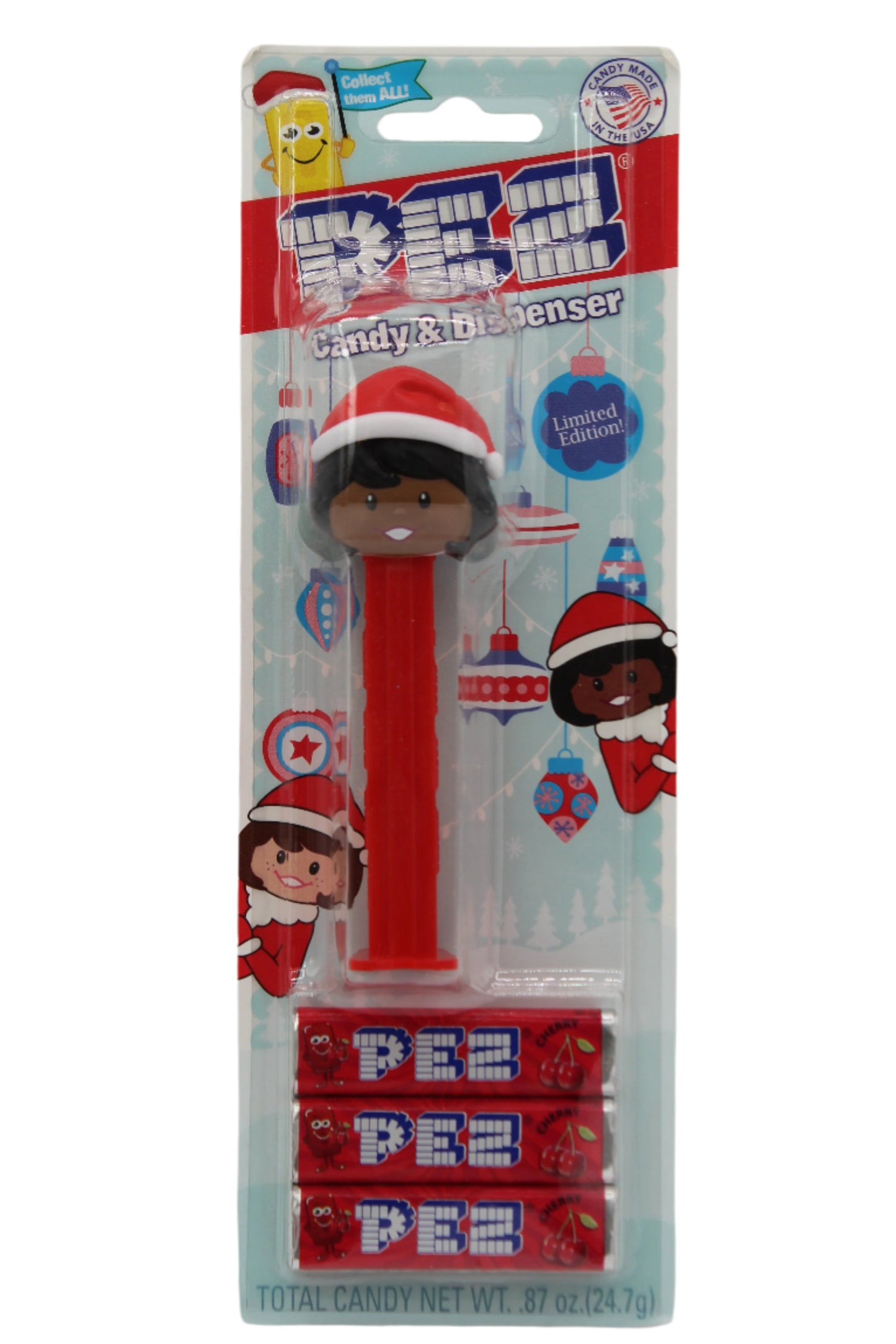 NEW! 2024 Limited Edition Holiday Presenter Girl Pez, Dark Skin, Loose or Mint on Card!