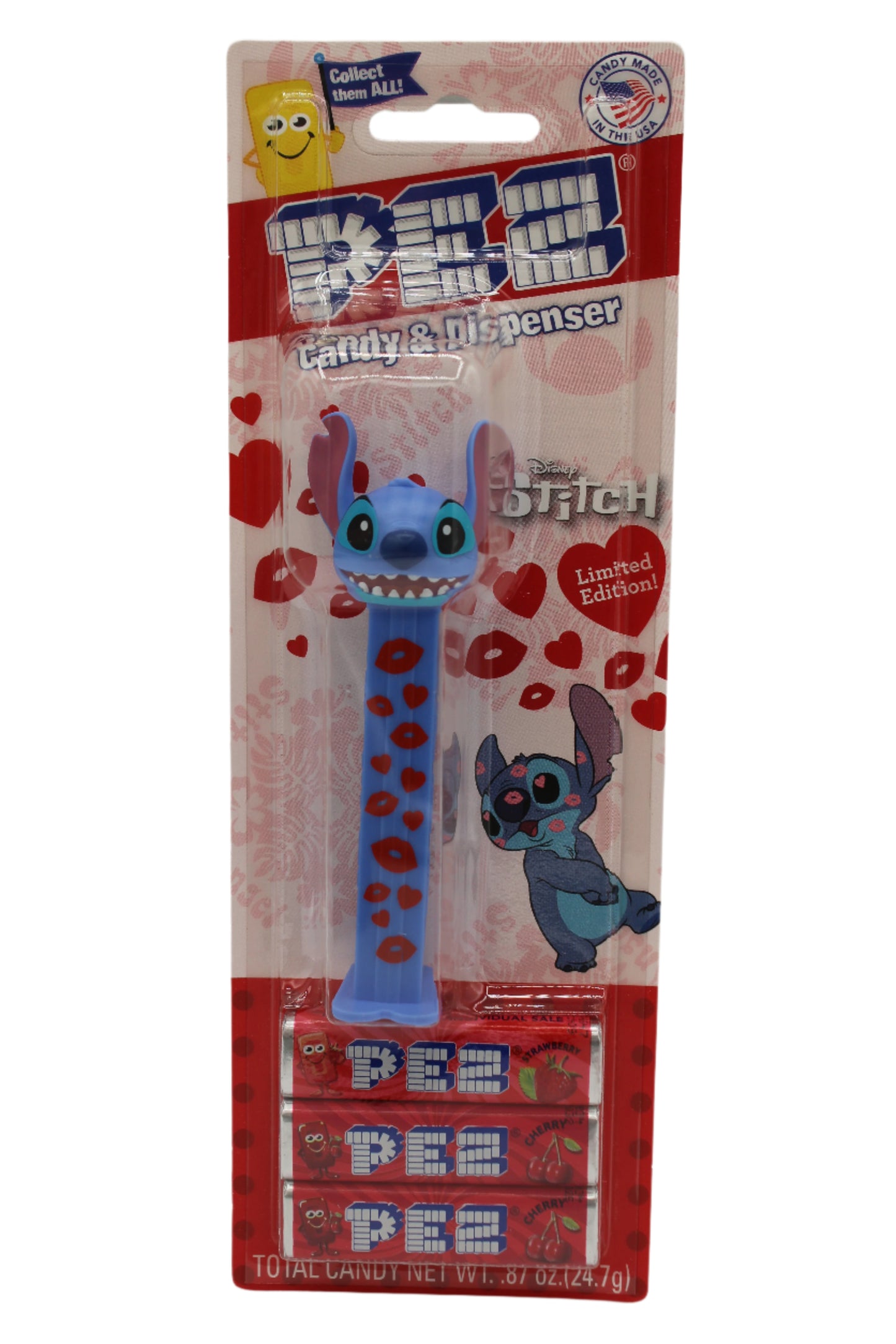 NEW! 2025 Valentine Limited Edition Disney's Stitch Pez with Hearts and Kisses! Loose, Mint on Card OR GET ANGEL AND STITCH TOGETHER FOR ONE GREAT PRICE!