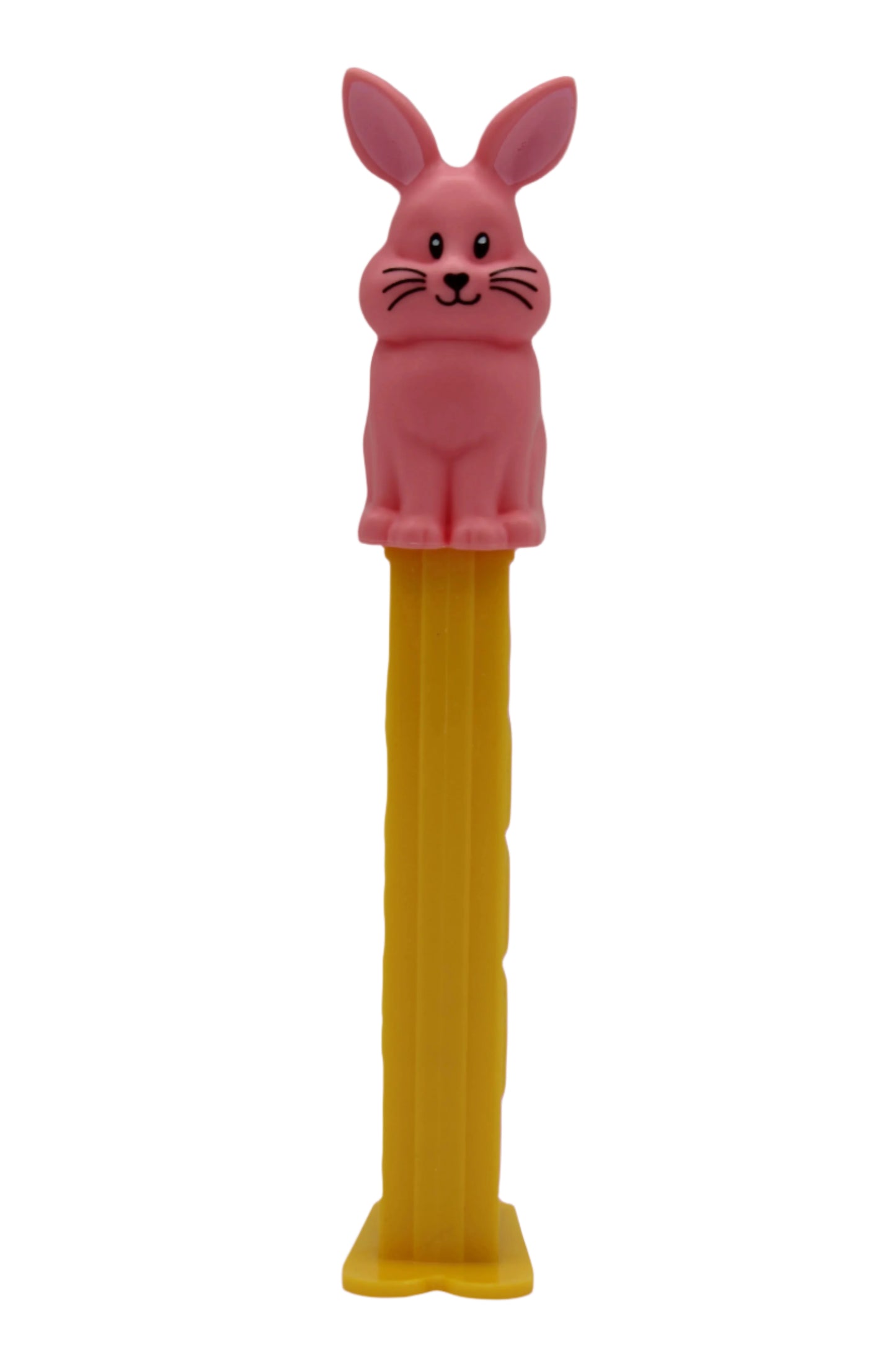 NEW! 2025 Sitting Easter Bunny Pez, Pink on Yellow Stem! Loose or Mint on Card!