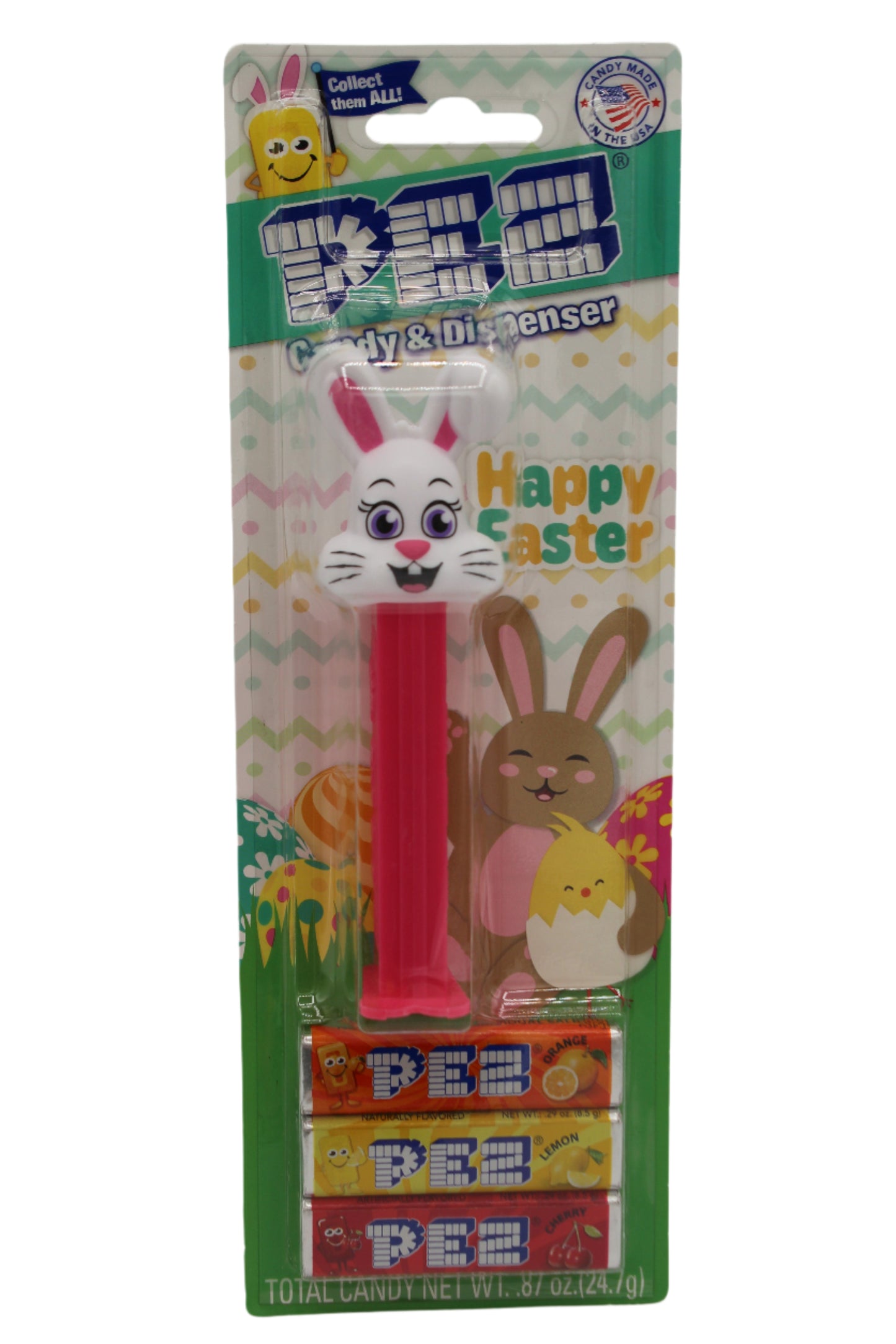 NEW! 2025 Pink Floppy Ear Easter Bunny Pez on Pink Stem! Loose or Mint on Card!