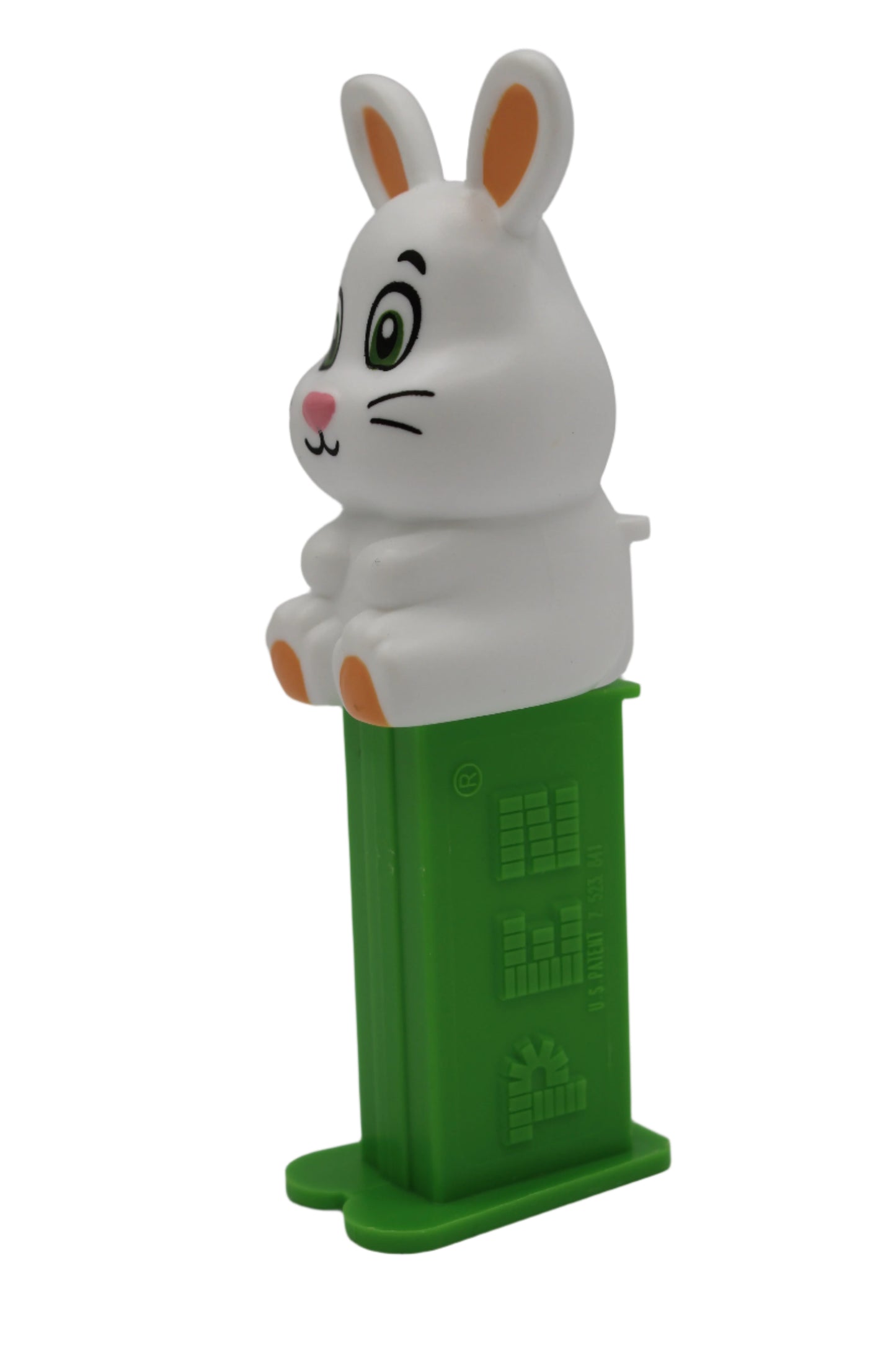 White Bunny on Green Stem, Mini Pez, Mint in Egg or Loose!