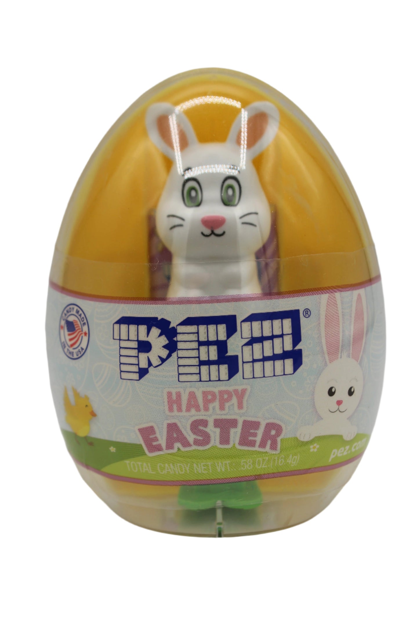 White Bunny on Green Stem, Mini Pez, Mint in Egg or Loose!