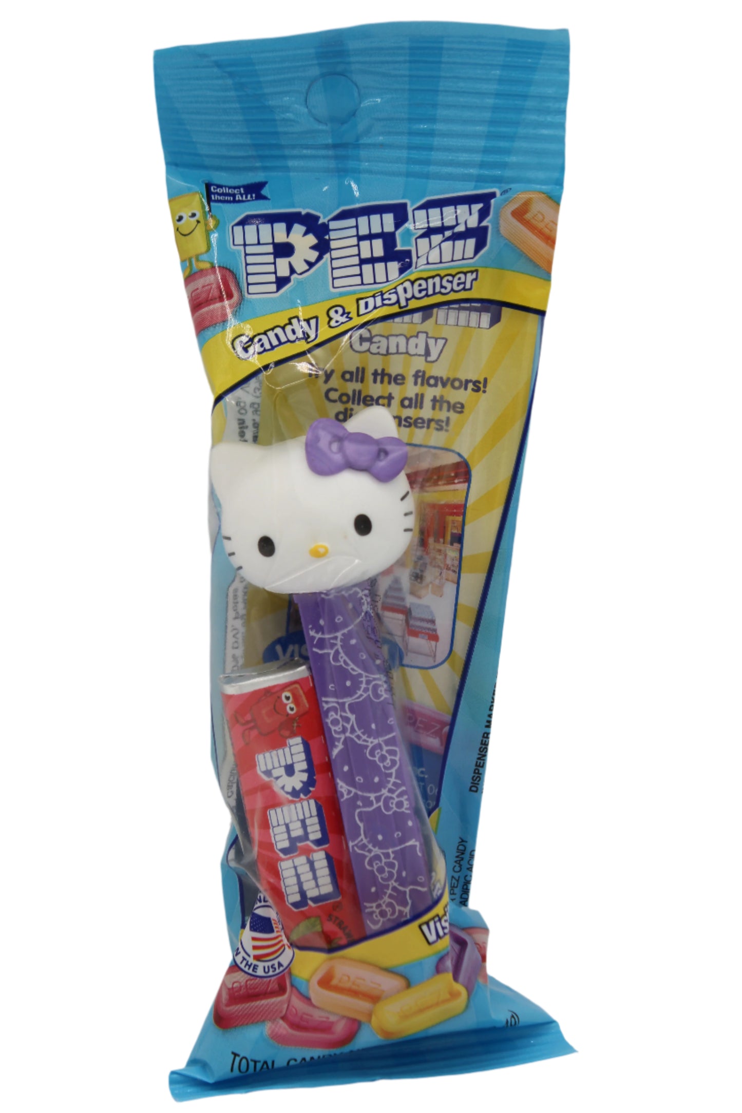 NEW! 2025 Hello Kitty Pez with Printed Purple Stem! Loose or Mint in Bag