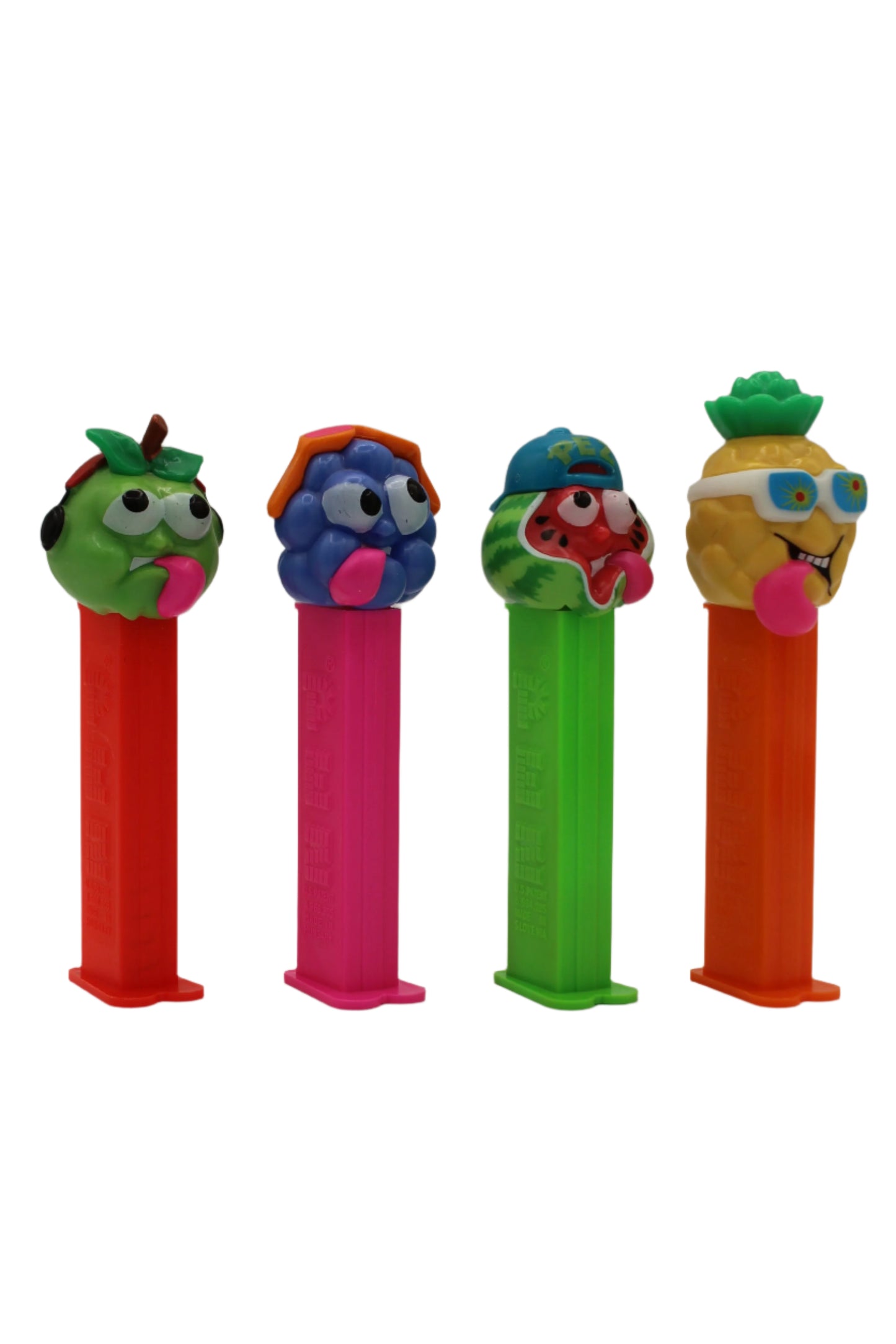 Sourz Pez, set of 4, Watermelon, Pineapple, Blueberry, Green Apple, LOOSE! One Set Available
