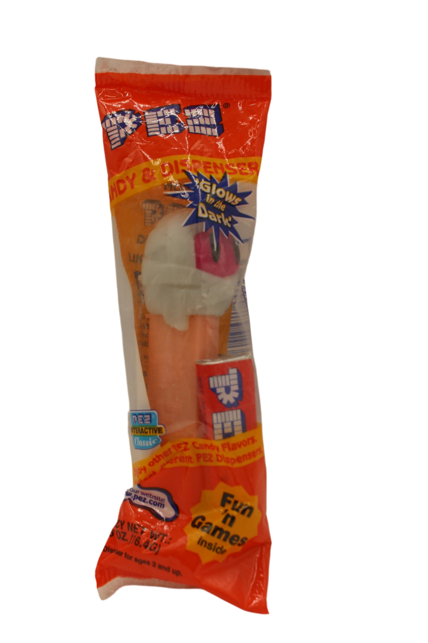 Mummy Pez on Pink Stem, GLOWS IN THE DARK, MINT IN BAG!