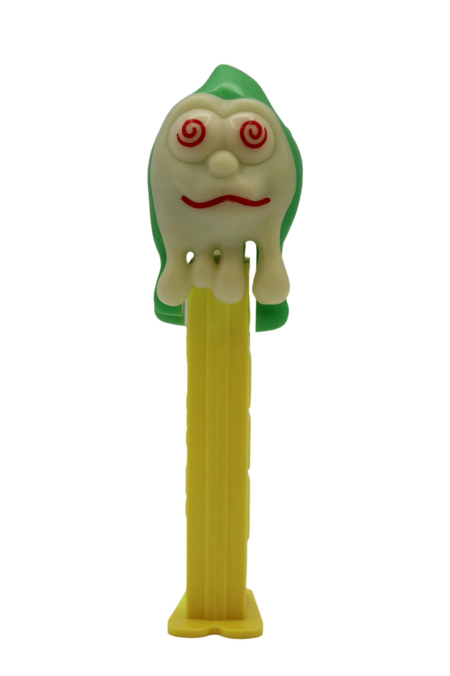 Ghost Pez on Yellow Stem, Slimey Sid, GLOWS IN THE DARK, Loose