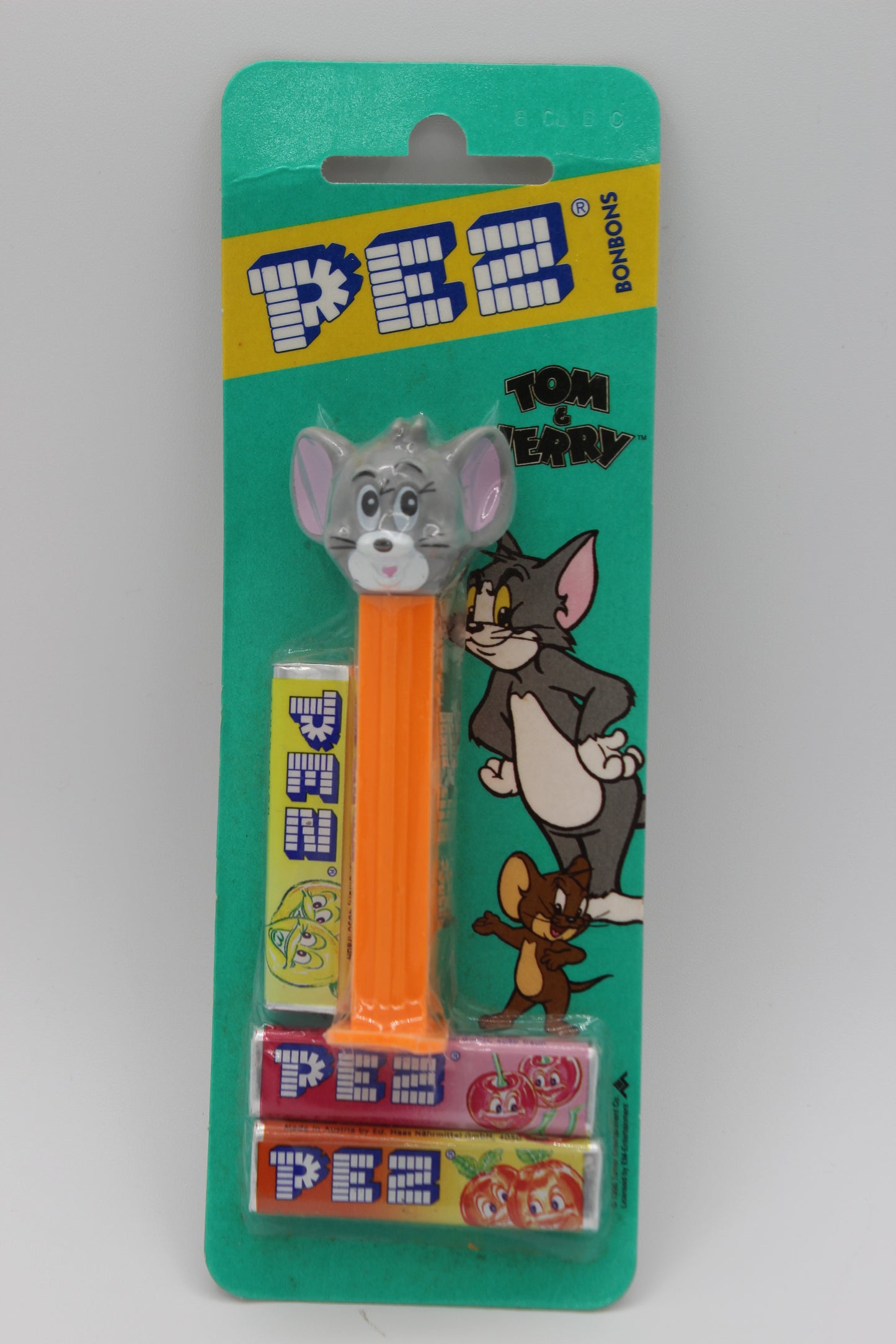Tom & Jerry Pez, 5 Piece Set, Tom, Jerry, Spike, Droopy (cracked foot) & Tuffy, European, Mint on Card!