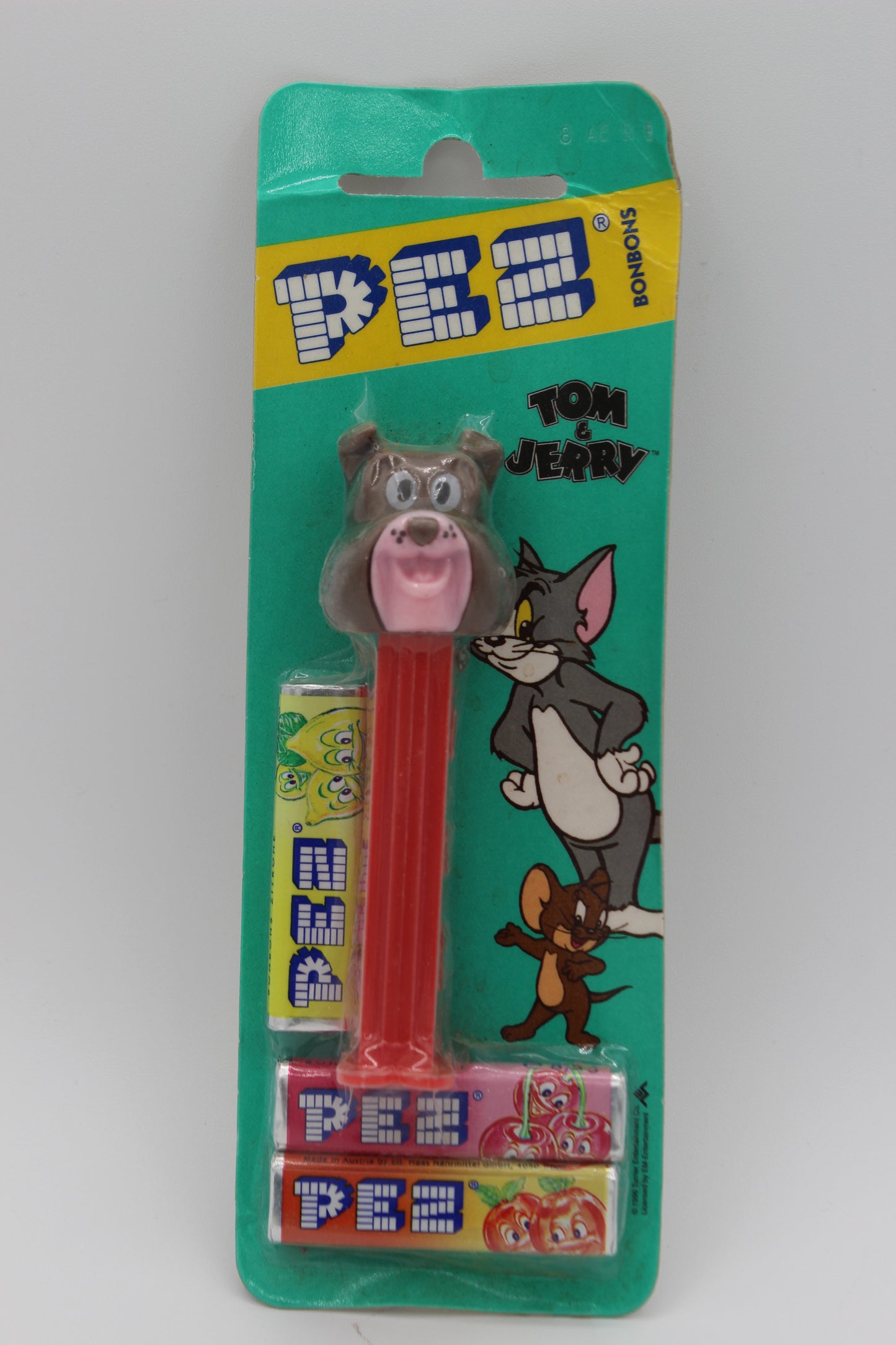 Tom & Jerry Pez, 5 Piece Set, Tom, Jerry, Spike, Droopy (cracked foot) & Tuffy, European, Mint on Card!