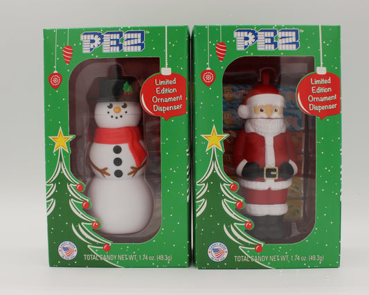 Full Body Santa and Snowman Pez Combo, Limited Edition Ornament Dispensers, Mint in Box or Loose!