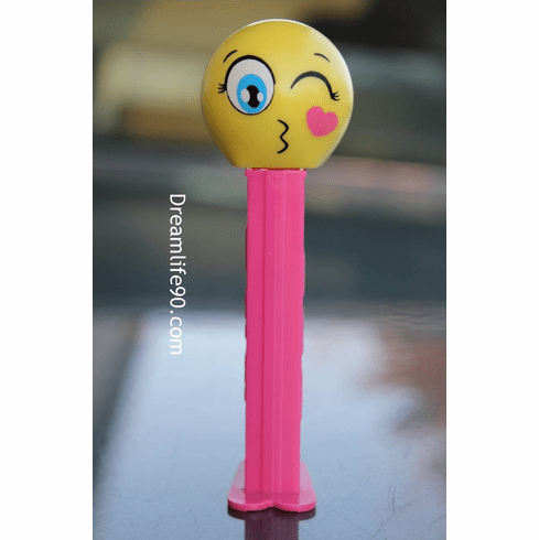2016 Emoji Pez, Pink Stem, "Kiss", Loose