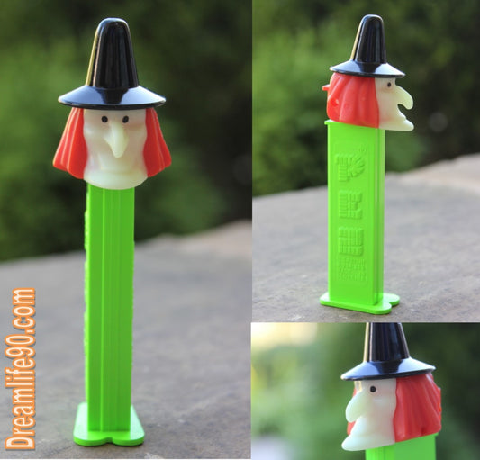 Rare! Glow in the Dark Witch Pez on Green Stem (2003) LOOSE