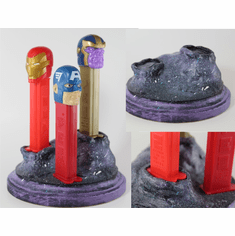 Hand-Crafted Pez Display, Medium, Marvel Theme, Holds 2 - 3 Pez Dispensers, OUT OF STOCK