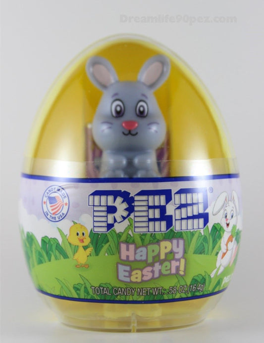 Grey Bunny Mini Pez on Yellow Stem, Mint in Egg or Loose