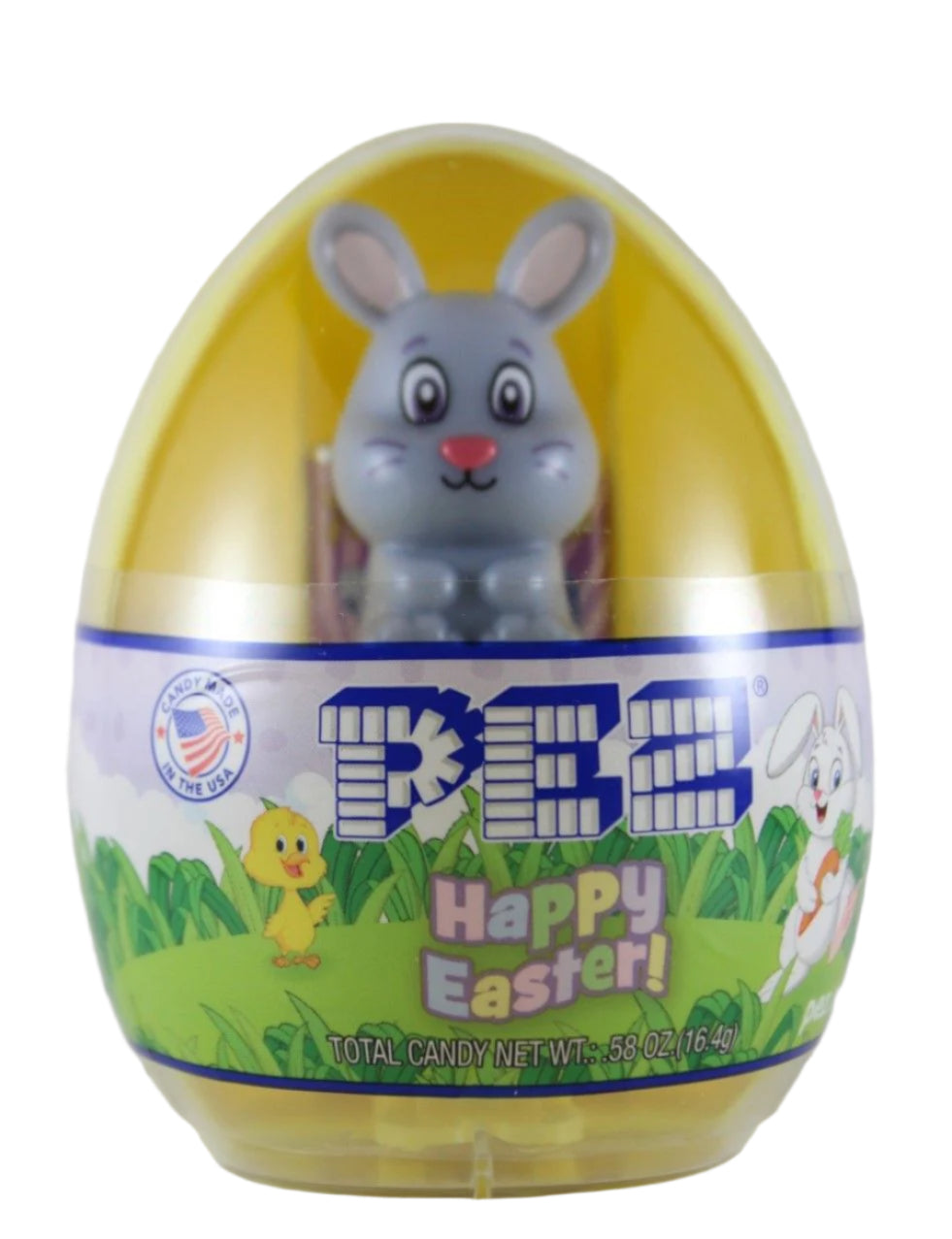 Grey Bunny Mini Pez on Yellow Stem, Mint in Egg or Loose