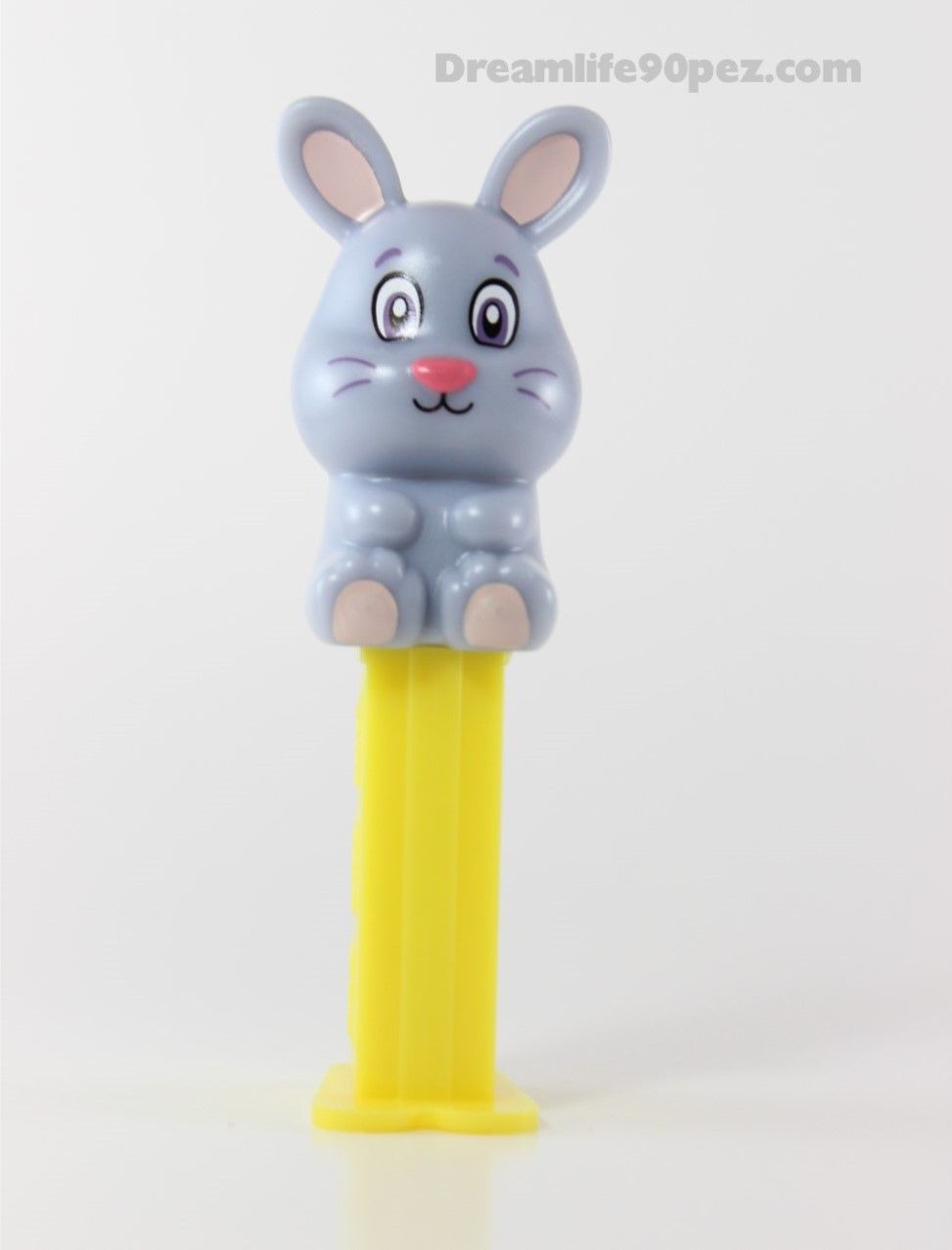 Grey Bunny Mini Pez on Yellow Stem, Mint in Egg or Loose