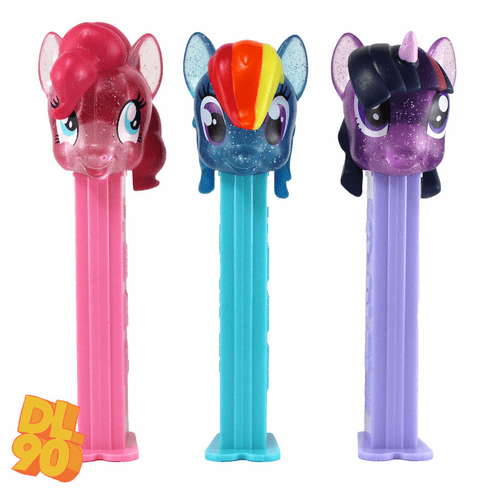 2020 My Little Pony Glitter Pez, Set of 3: Pinkie Pie, Rainbow Dash & Twilight Sparkle, LOOSE
