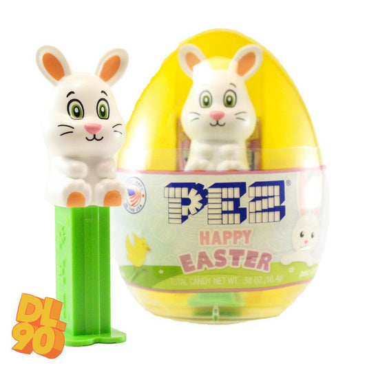 White Bunny on Green Stem, Mini Pez, Mint in Egg or Loose!