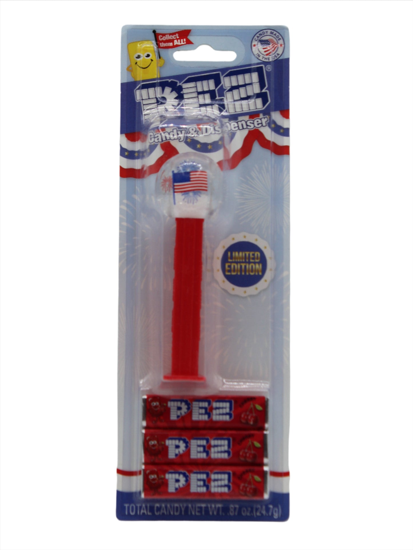 USA Flag Crystal Pez, Limited Edition 2024 Pez, Loose or Mint on Card! ONLY 1 LEFT!