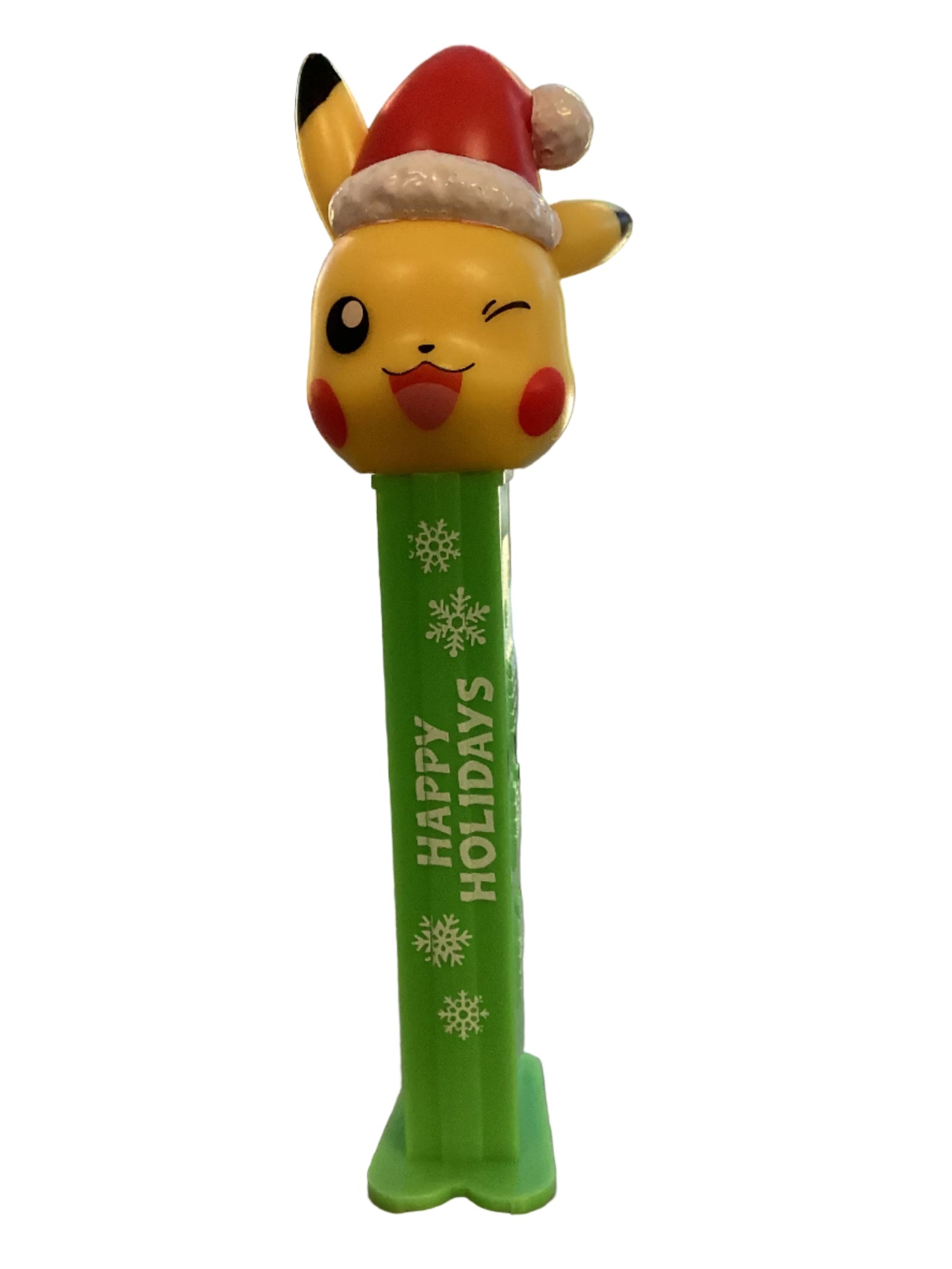 Happy Holidays Pikachu Pez With Stocking Cap and GREEN STEM, Pokemon, 2025, Loose or Mint on Card
