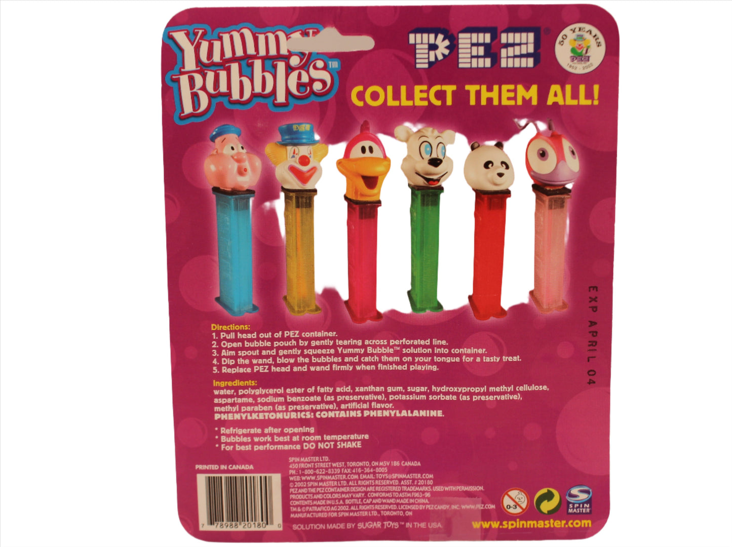 Bubbleman Yummy Bubbles Pez, 1997, Mint on Card! BUBBLES YOU CAN EAT ...