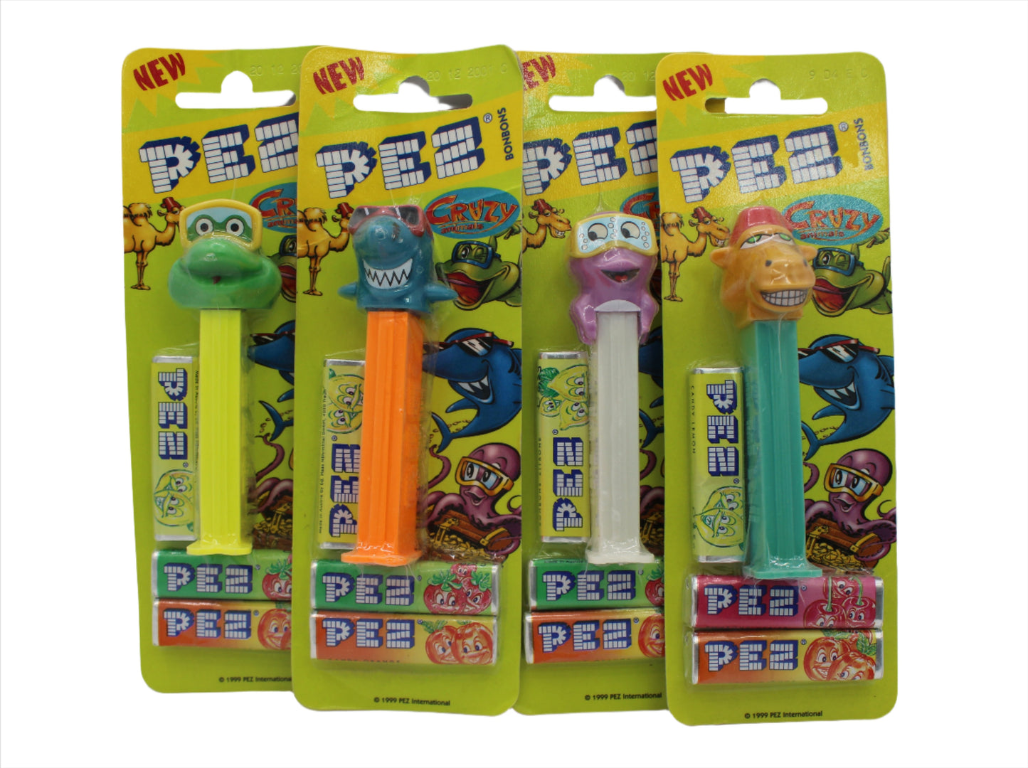 Crazy Animals Pez, Set of 4, European Pez release, Loose or Mint on Card!