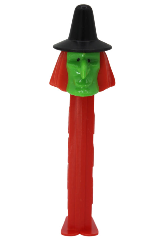 Witch Pez with Green Face on Red Stem, Thin Feet, Yugoslavia, LOOSE