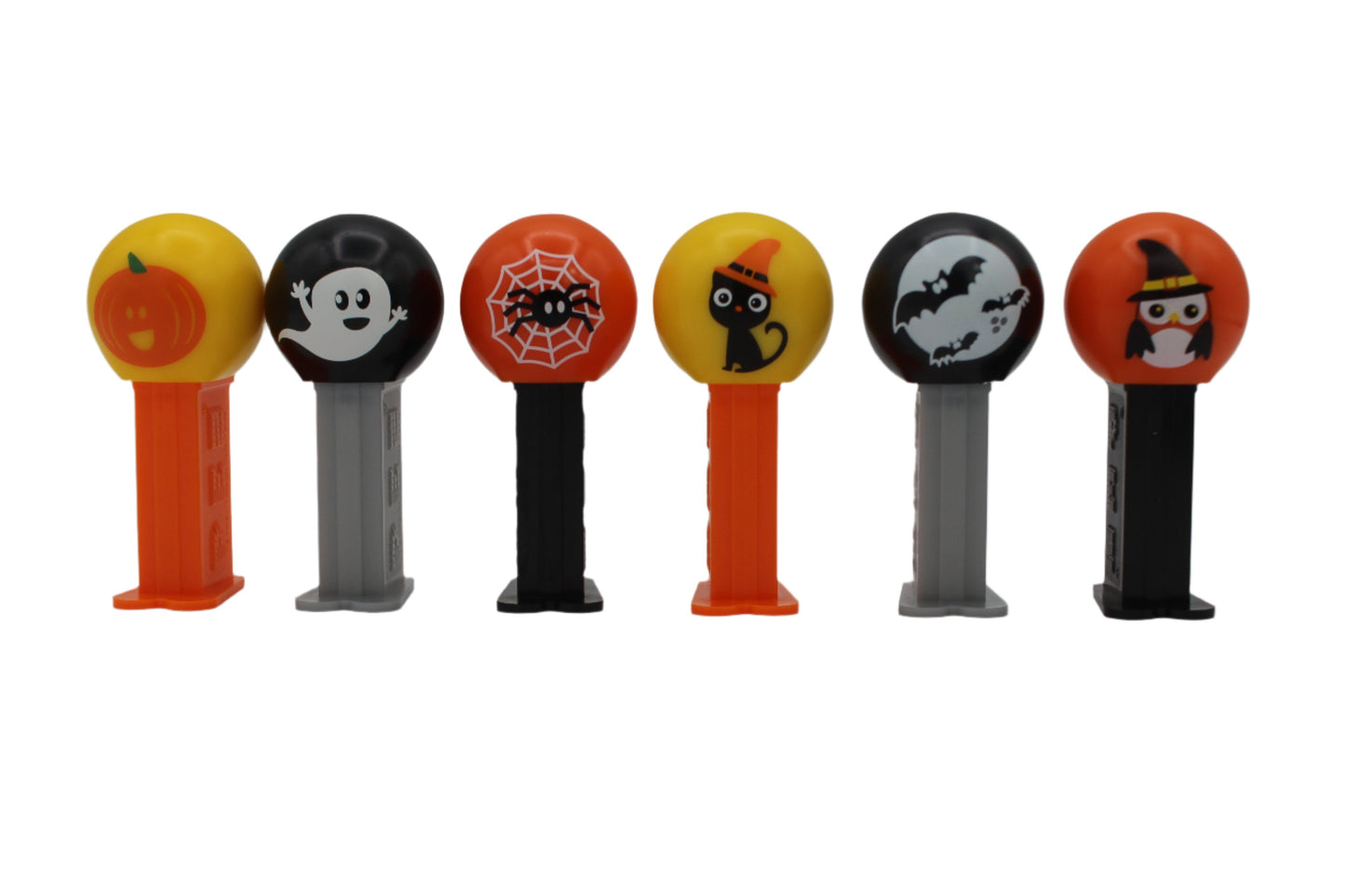 Halloween Pez Mini Dispensers, 6 Piece 2019 Assortment! Bats, Cat, Spider, Ghost, Pumpkin, and "Owl Witch"