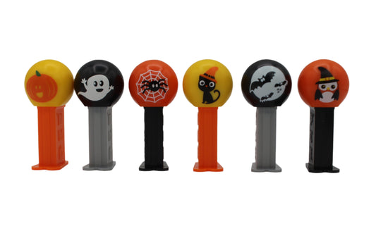 Halloween Pez Mini Dispensers, 6 Piece 2019 Assortment! Bats, Cat, Spider, Ghost, Pumpkin, and "Owl Witch"