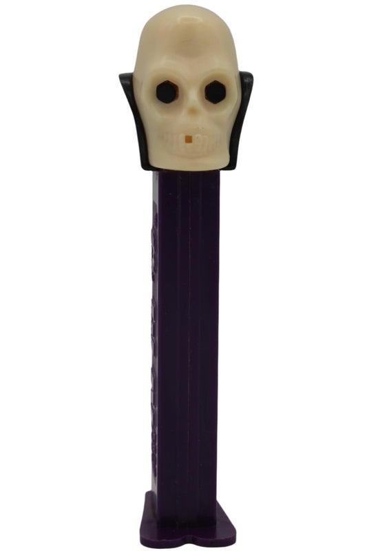 Dr Skull Pez, Skull B, Vampire Pez on Purple Stem, 2002, Slovenia, Loose