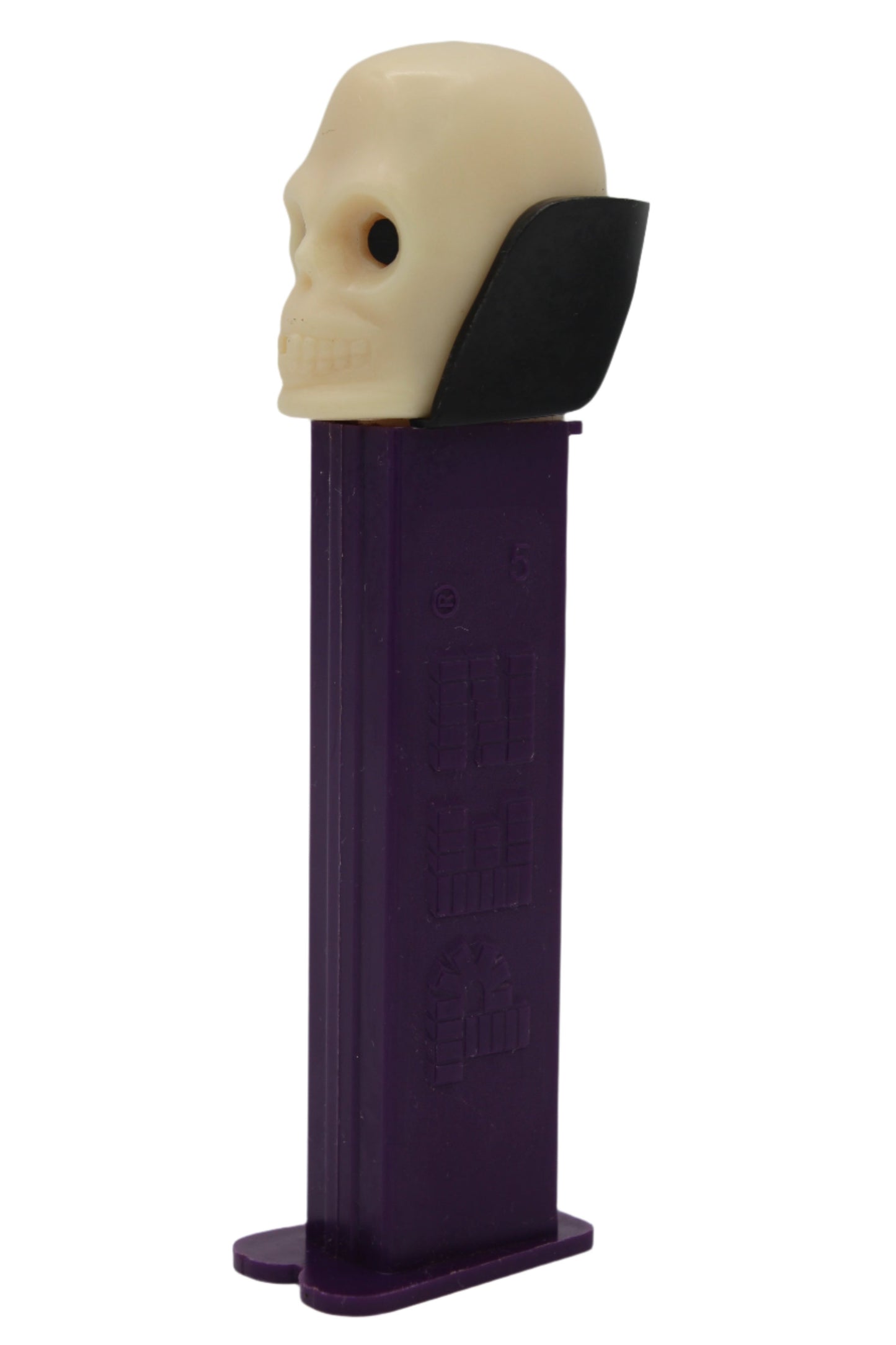 Dr Skull Pez, Skull B, Vampire Pez on Purple Stem, 2002, Slovenia, Loose