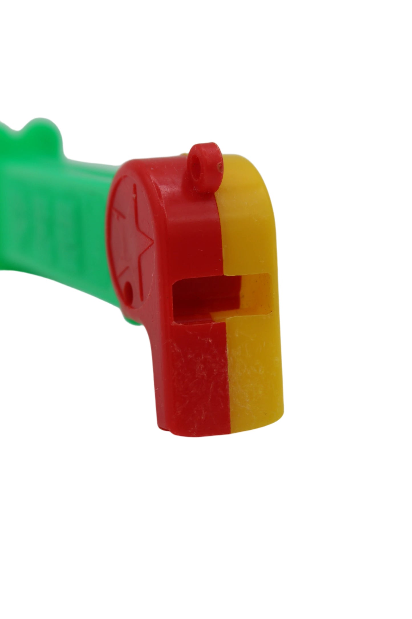 Coach Whistle Pez, Red & Yellow with Loop on Green Stem, Loose