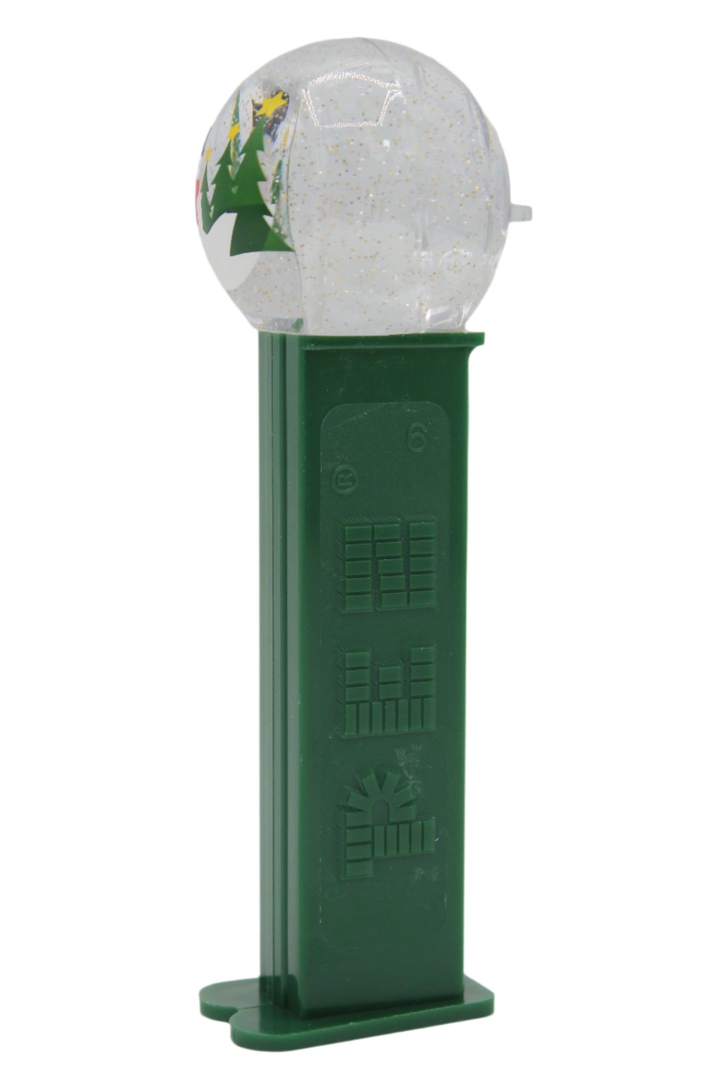 Snow Globe Pez, Snowman and Trees on Green Stem, 2018, Loose