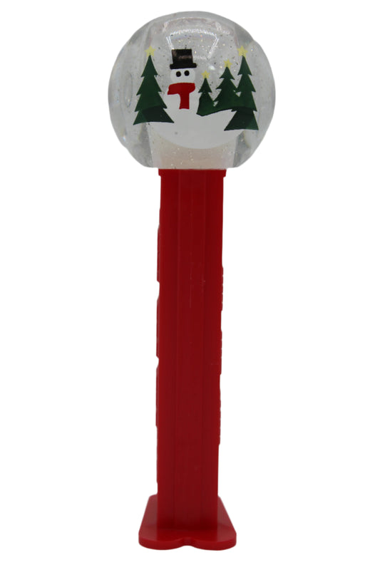 Snow Globe Pez, Snowman and Trees on Red Stem, 2017, Loose