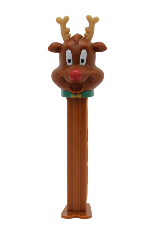 Reindeer Pez, Red Nose, Green Collar with 2 Painted Jingle Bells, 2012, Loose