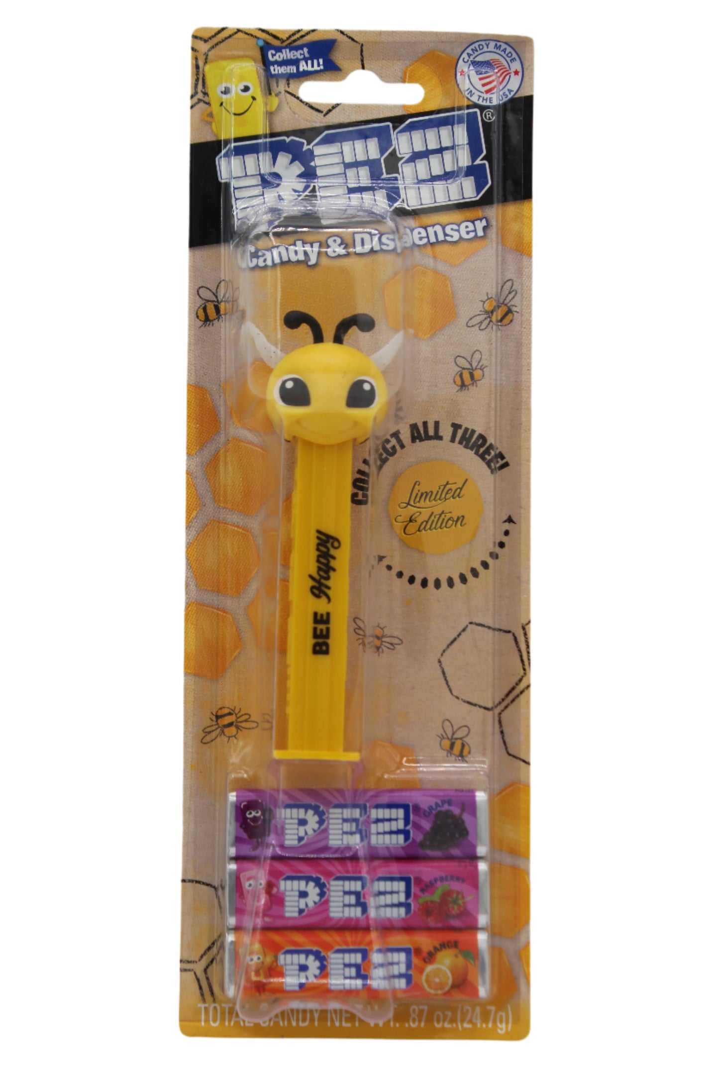 2021 Bee Pez, Bee Happy, Yellow Stem, Limited Edition, Loose or Mint on Card!