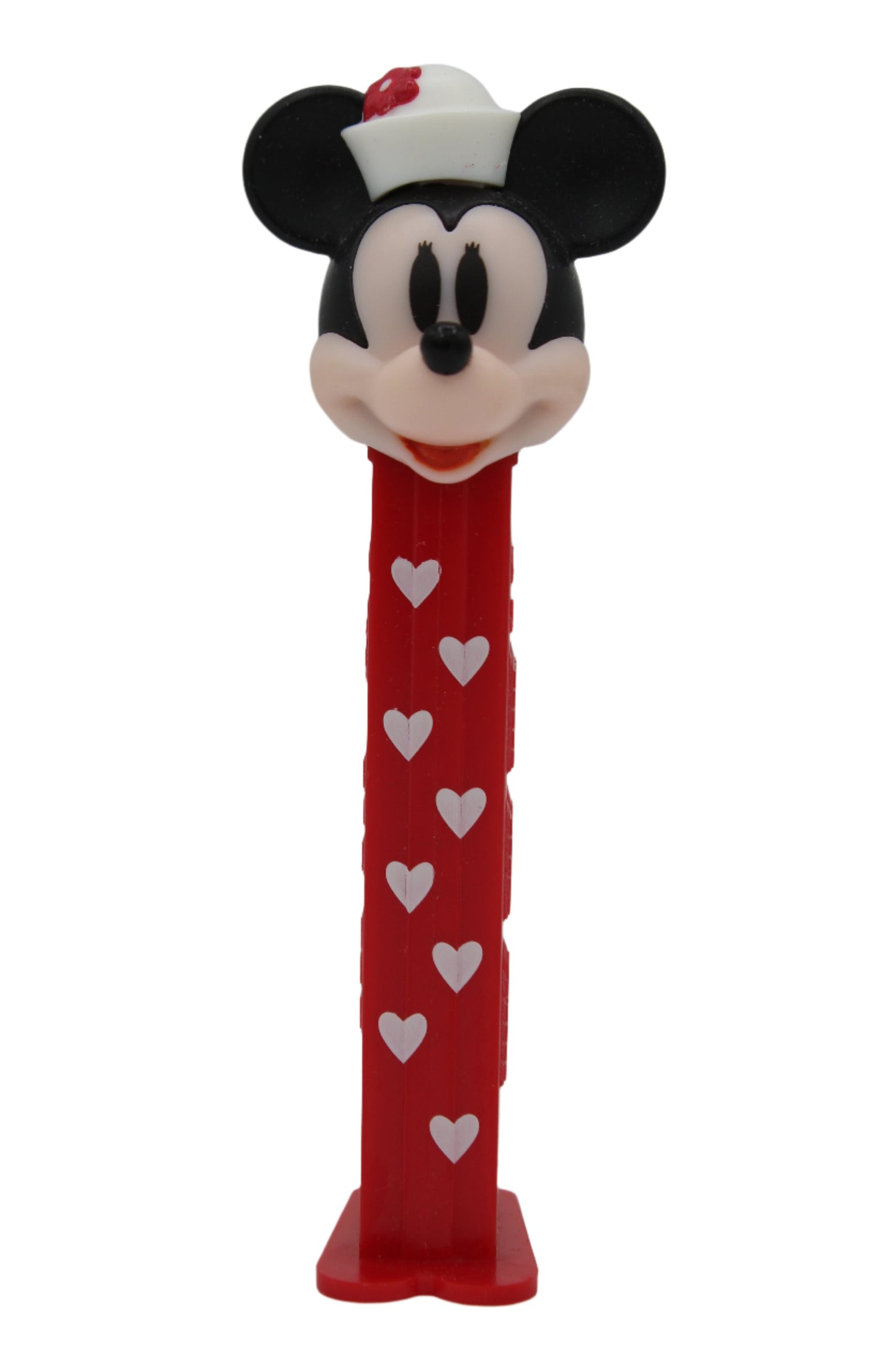 Minnie Mouse Pez, White Hearts on Red Stem, European Release, Vietnam Stem, 2021, Loose!