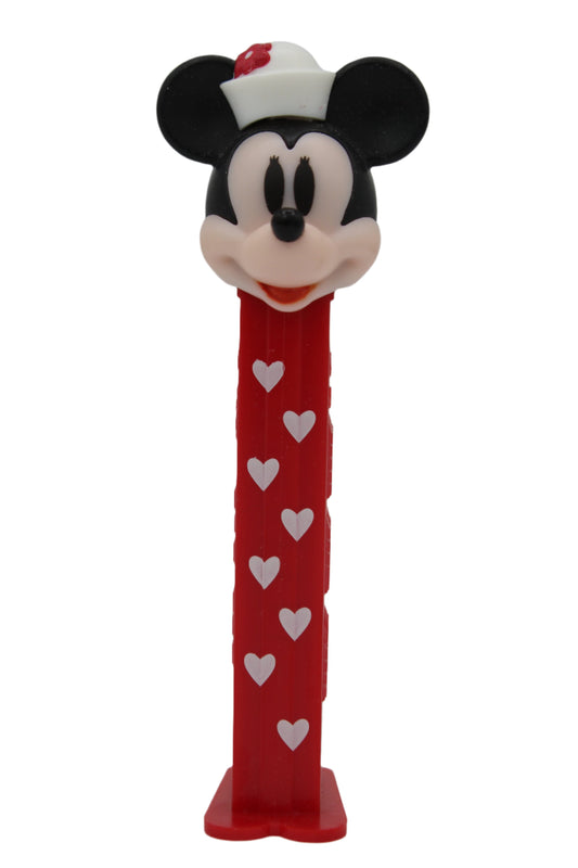 Minnie Mouse Pez, White Hearts on Red Stem, European Release, Vietnam Stem, 2021, Loose!