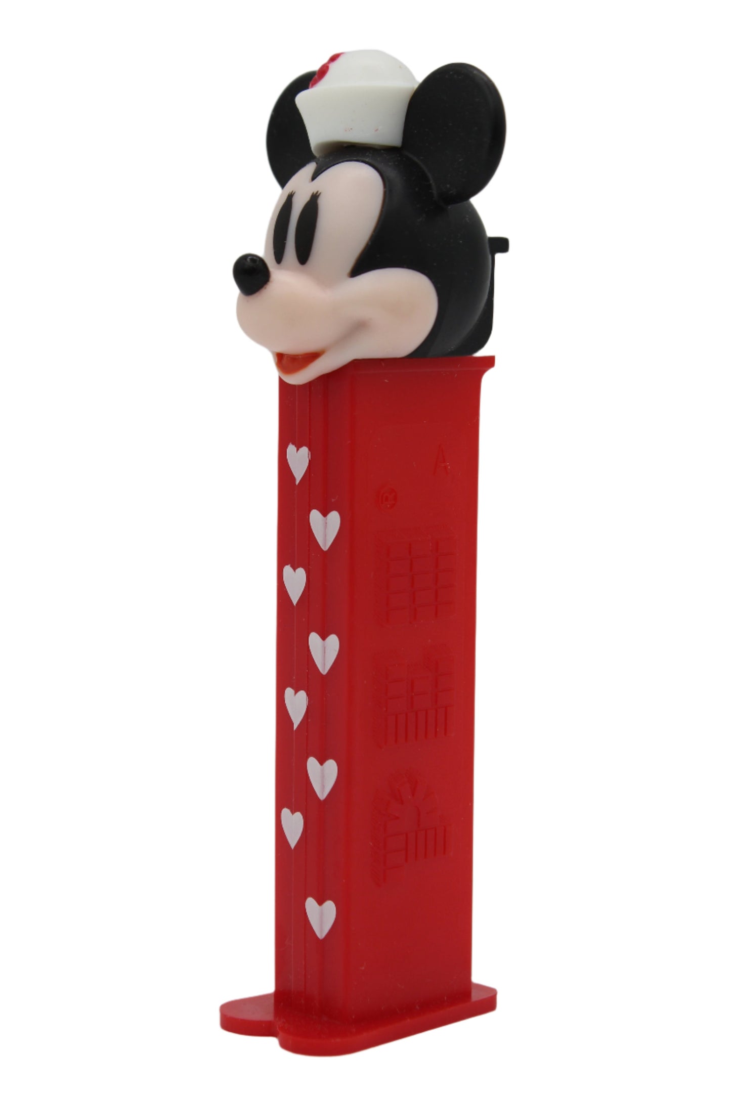 Minnie Mouse Pez, White Hearts on Red Stem, European Release, Vietnam Stem, 2021, Loose!