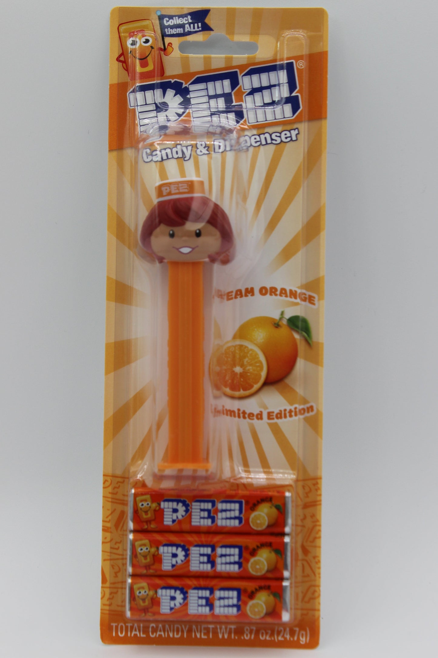 Orange Pez Presenter Girl Pez, Exclusive 2024 Pez, Mint on Card!