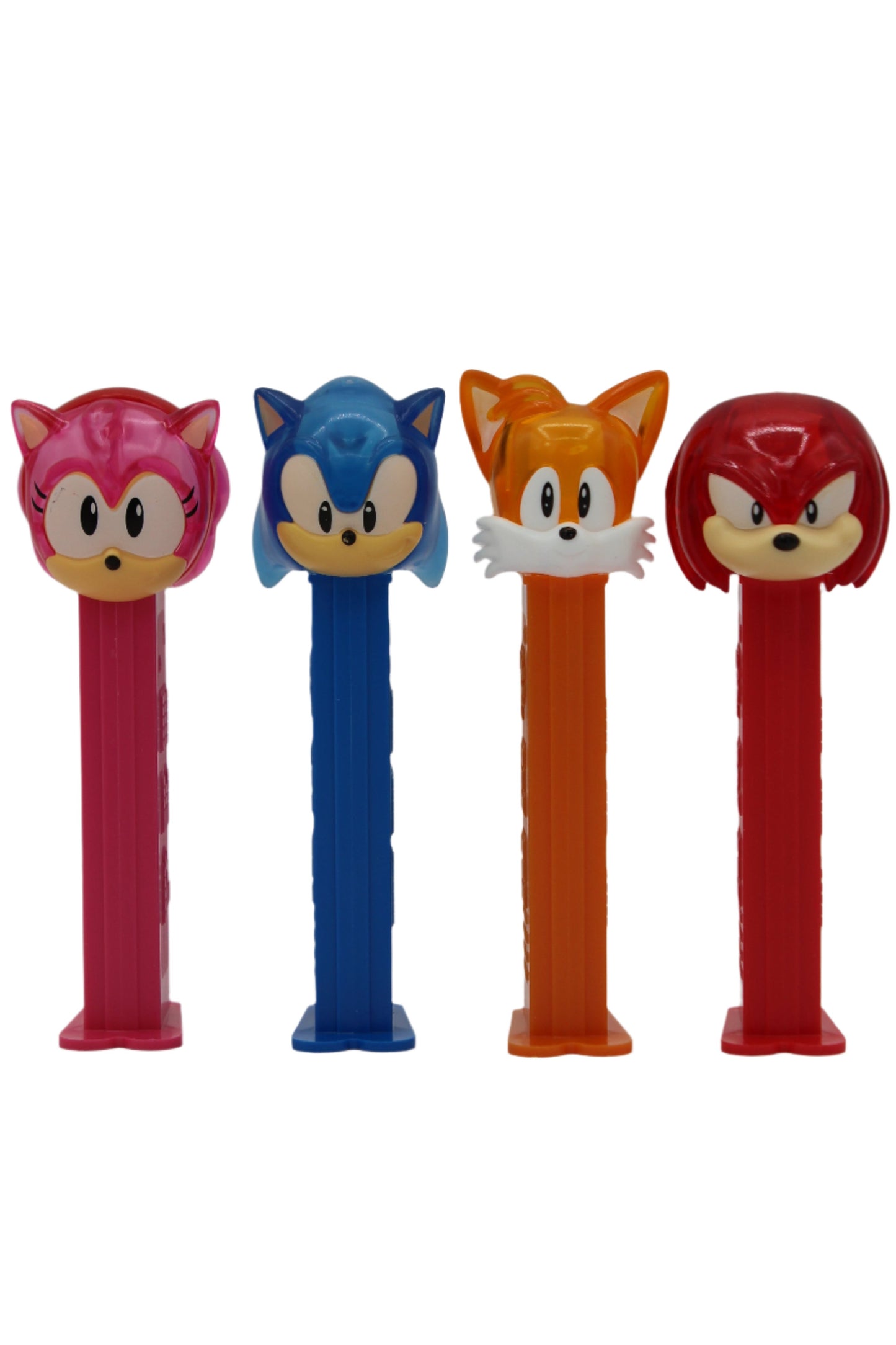 Crystal Sonic the Hedgehog Pez, Tails, Knuckles, Sonic and Amy, Set of 4, Loose!