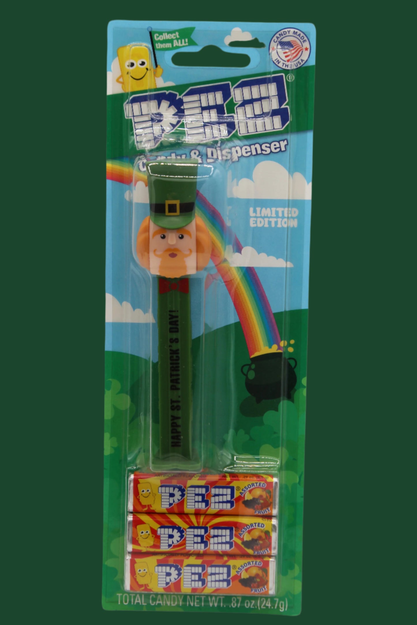 NEW! 2025 Mr. St Patrick Pez, Exclusive 2025 Pez, Mint on Card!