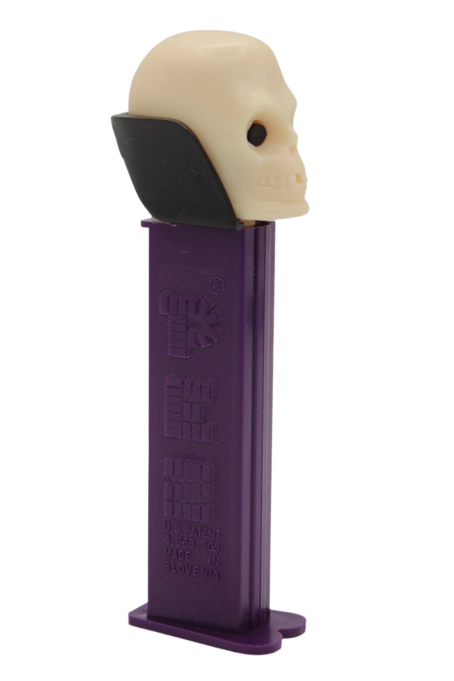 Dr Skull Pez, Skull B, Vampire Pez on Purple Stem, Slovenia, Loose