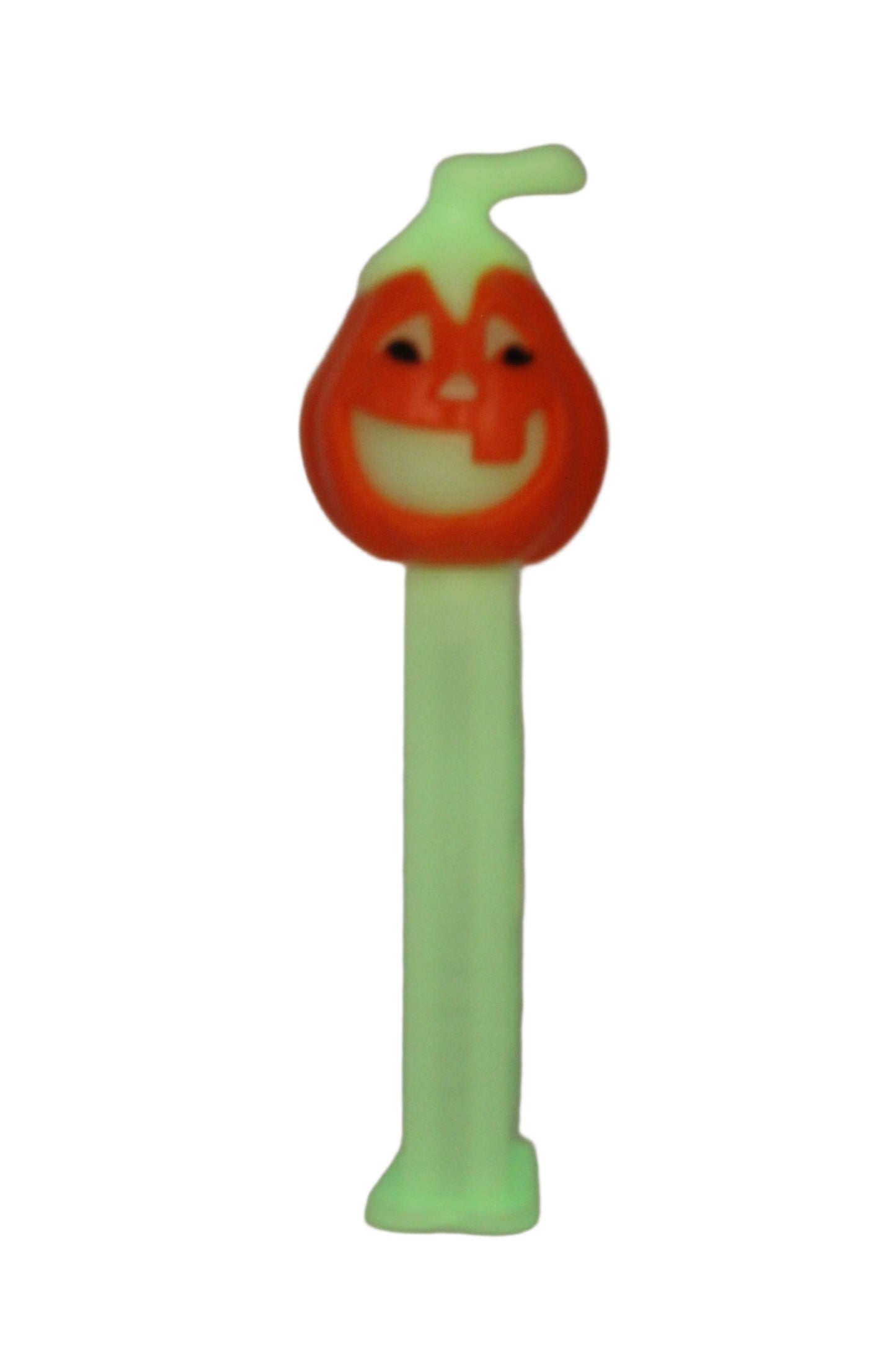 Glow in the Dark Pumpkin on Glow in the Dark Stem Pez, Hungary, LOOSE OR MINT IN BAG!