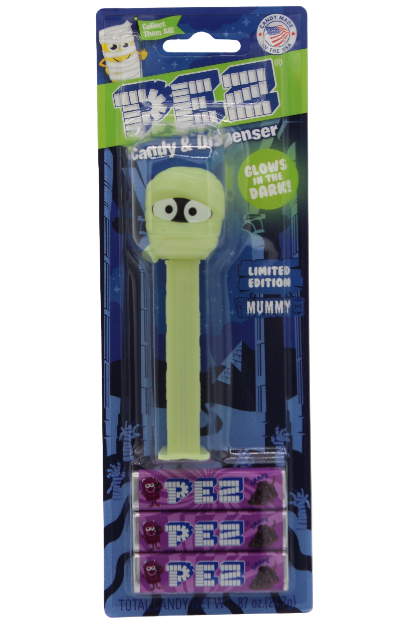 NEW! 2025 Glow in the Dark Mummy Pez, Limited Edition, Loose or Mint on Card!