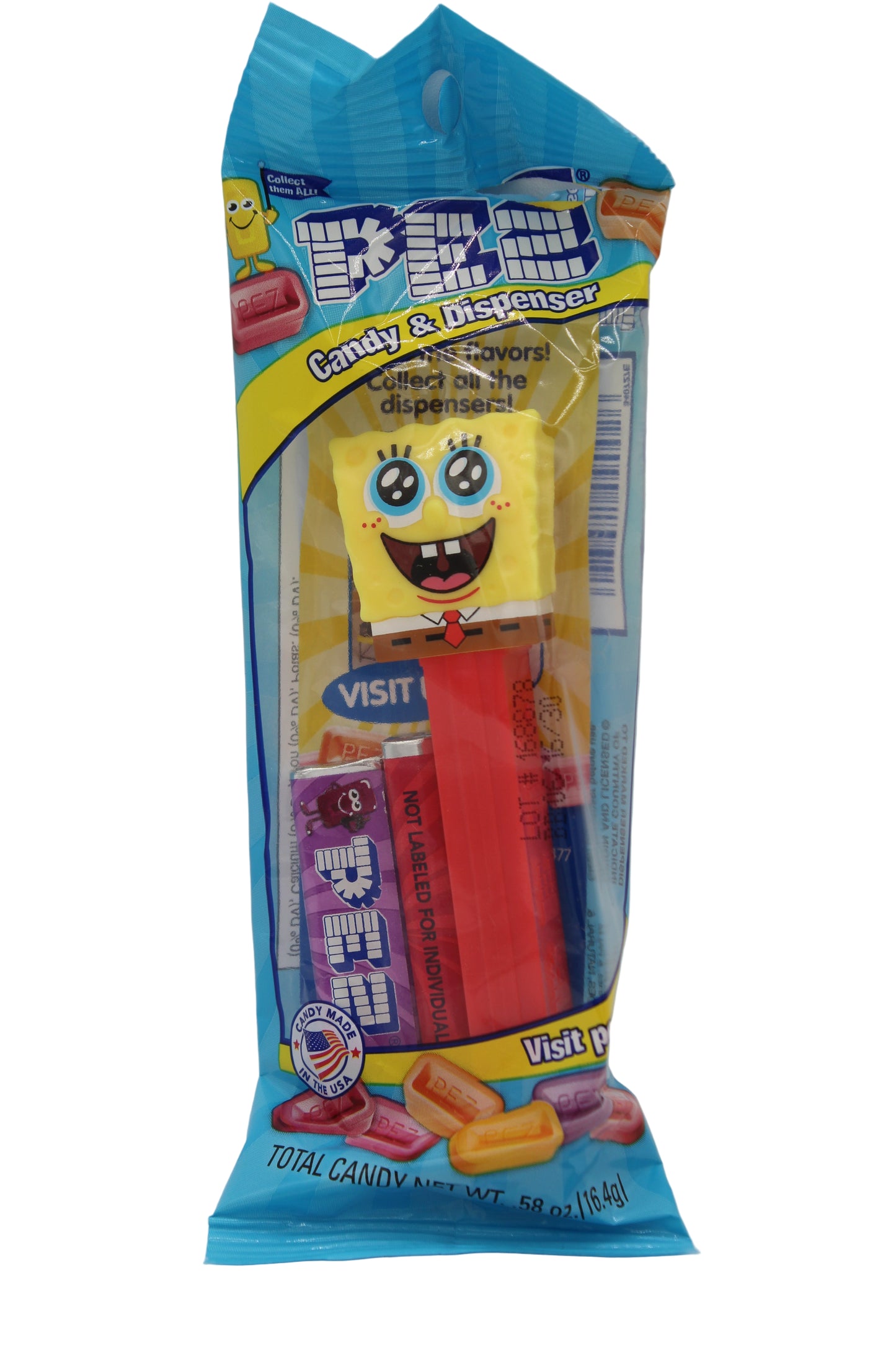 NEW! 2025 SpongeBob Squarepants Pez, Sparkling Eyes, Loose or Mint in Bag!