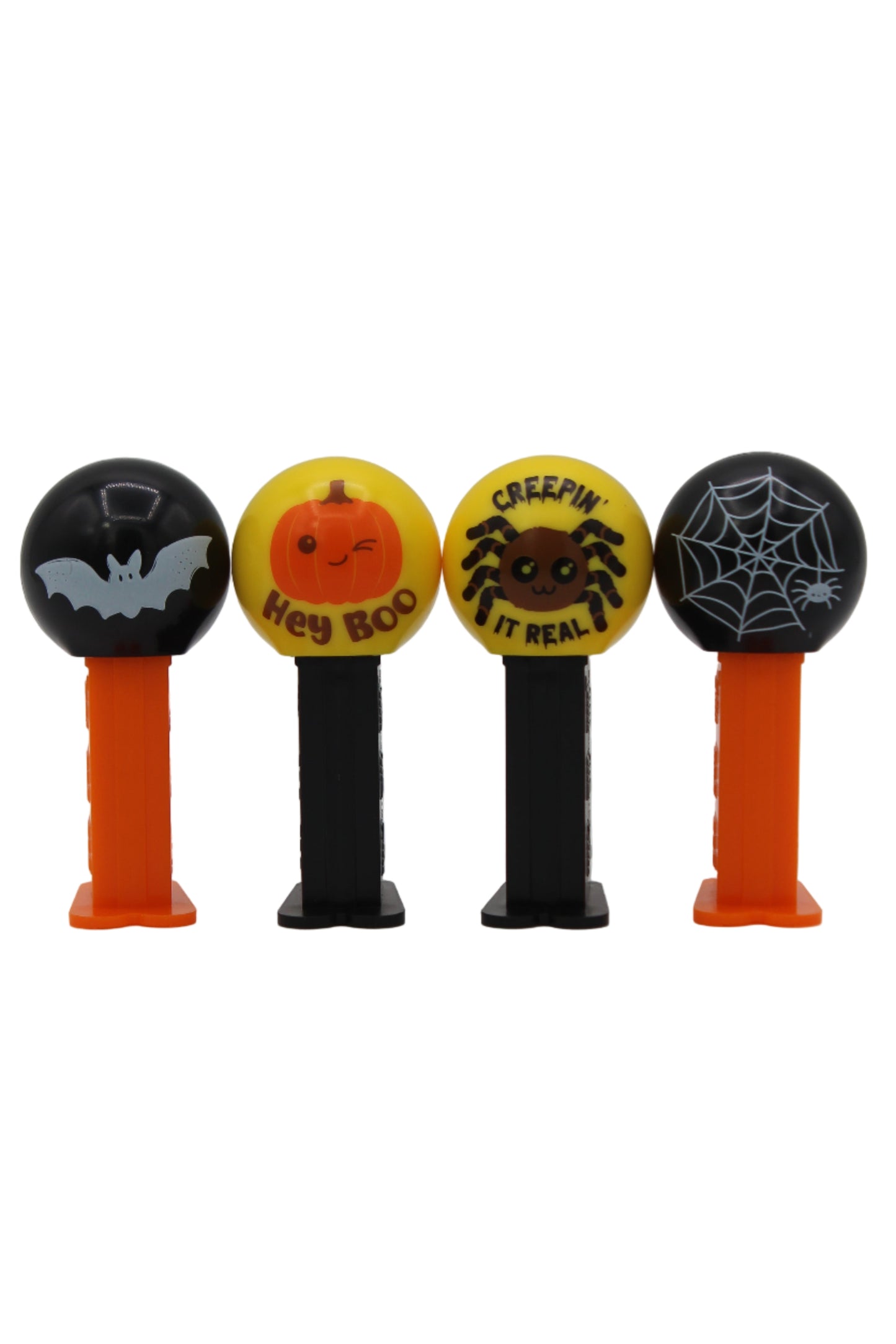 NEW! 2025 Halloween Pez Mini Dispensers, 4 Piece Assortment! Bat, Spider Web, Creepin' it Real and Hey Boo