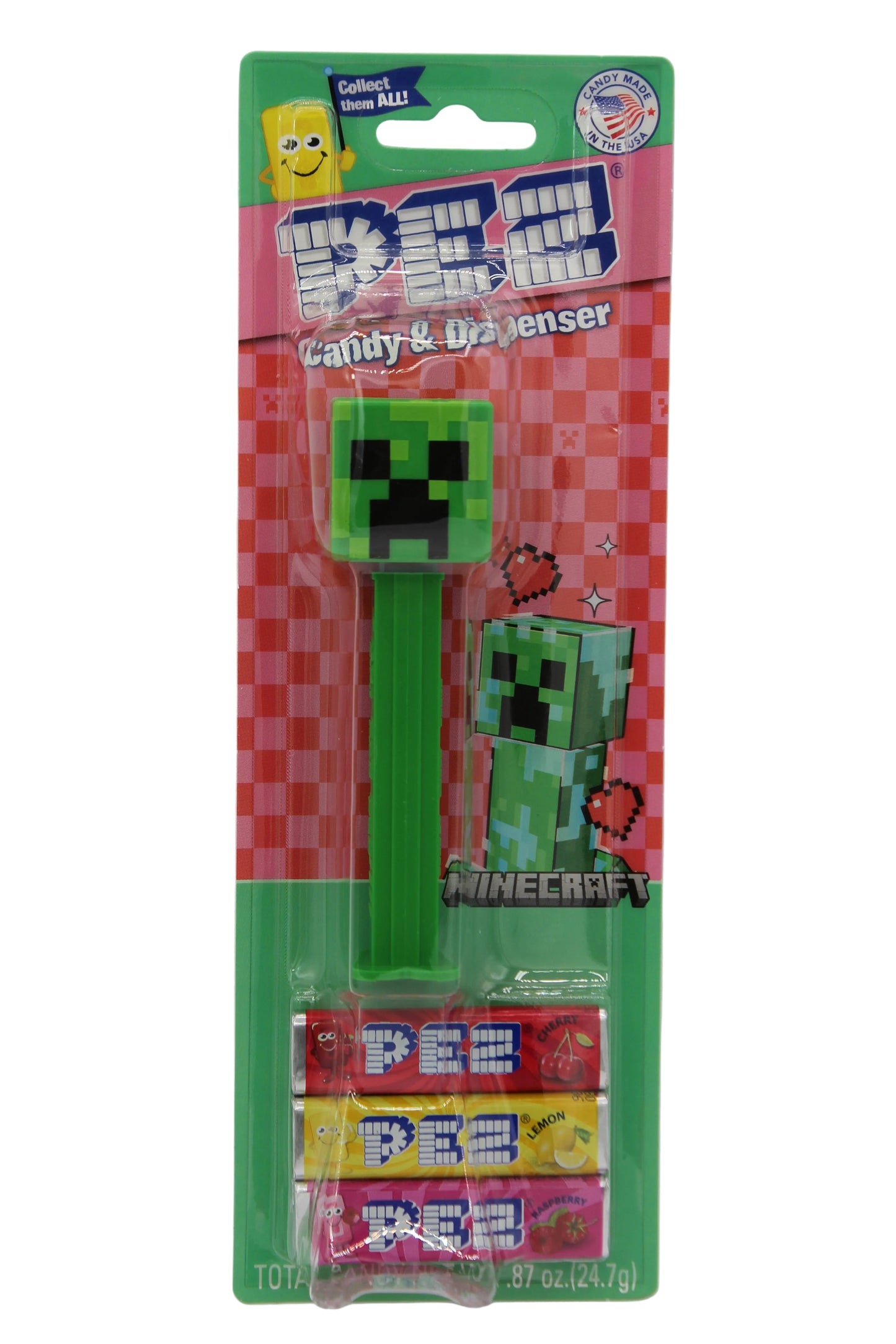 Valentine Creeper Minecraft Pez, Mint on Valentine Card or Loose!